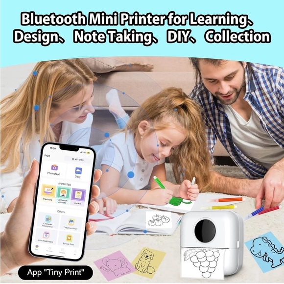 White Portable Mini Printer - Picture 3 of 7